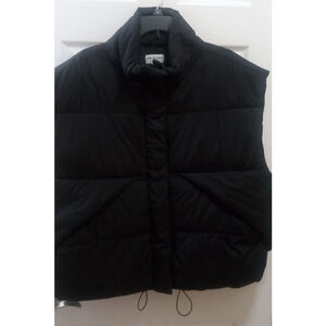 NWT Womens Full Zip Puffer Vest Pockets Black Sz XL Soft Outdoors Polyester Hike